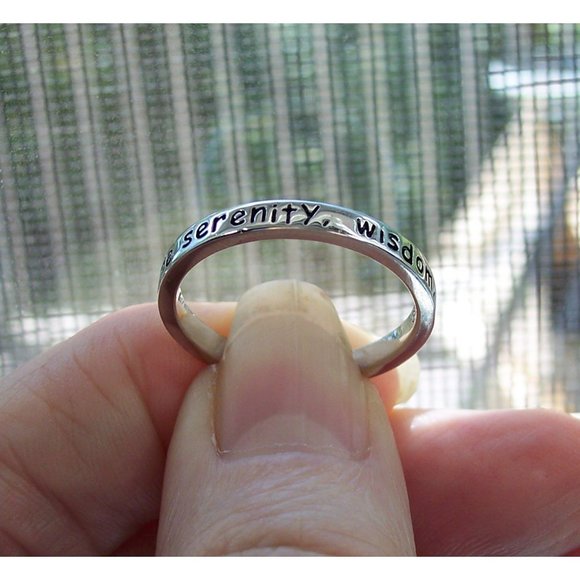 925 STERLING SILVER Serenity Prayer Inspirational Band Ring - Picture 9 of 14